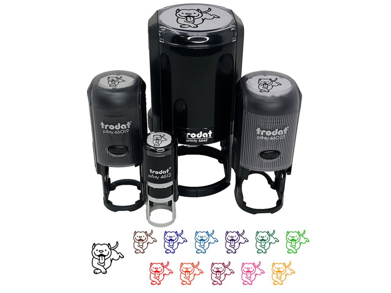Pit Bull Happy Laying Down Dog Self-Inking Rubber Stamp for Stamping Crafting Planners
